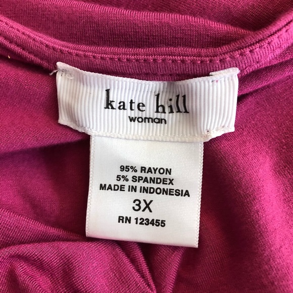 Kate Hill Top Sz 3X Rayon Pink NWT Drape Neck Blouse Long Sleeve - Picture 10 of 11
